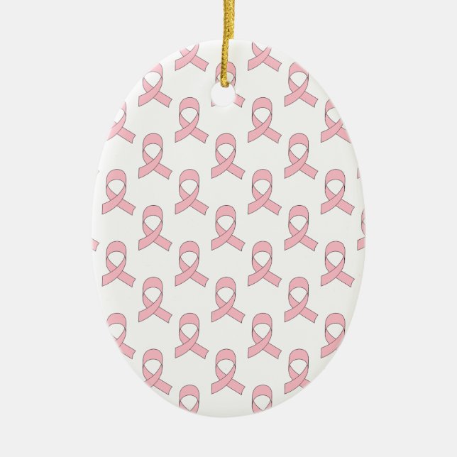 Rosa Ribbon Mönster Julgransprydnad Keramik (Framsidan)