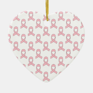 Rosa Ribbon Mönster Julgransprydnad Keramik