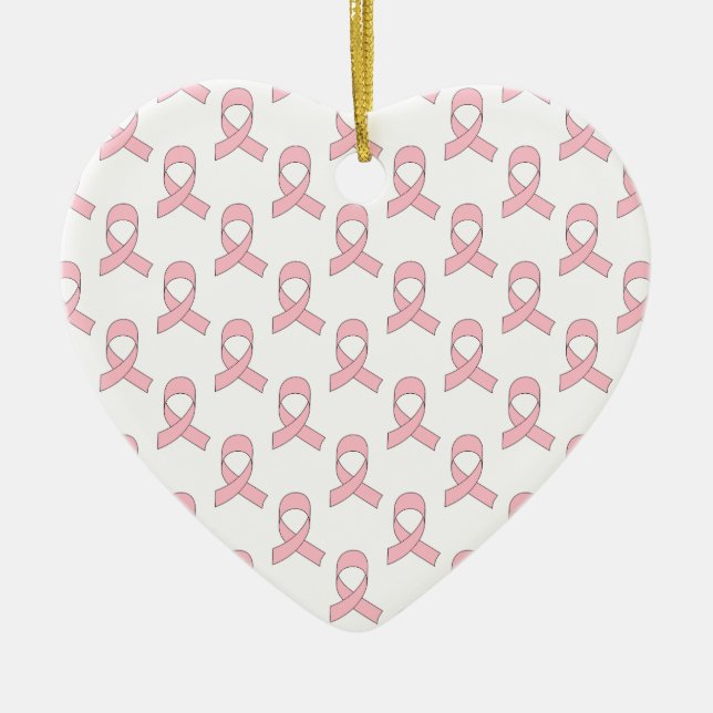 Rosa Ribbon Mönster Julgransprydnad Keramik (Framsidan)