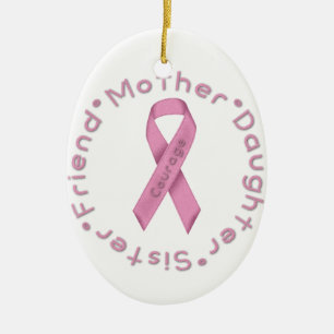 Rosa Ribbon of Courage Julgransprydnad Keramik