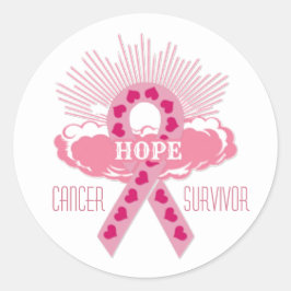 Rosa Ribbon of Hope Cancer Survivor Stickers Runt Klistermärke