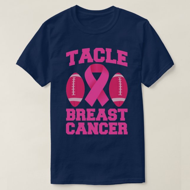 Rosa Ribbon Oktober Breast Cancer Awareness Footba T Shirt (Design framsida)