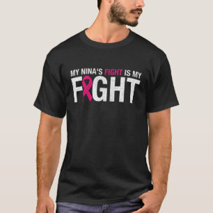 Rosa Ribbon Oktobermånad Min Nina kämpar är mitt F T Shirt
