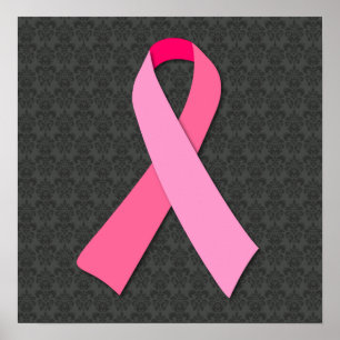 Rosa Ribbon on Medium Damask Poster