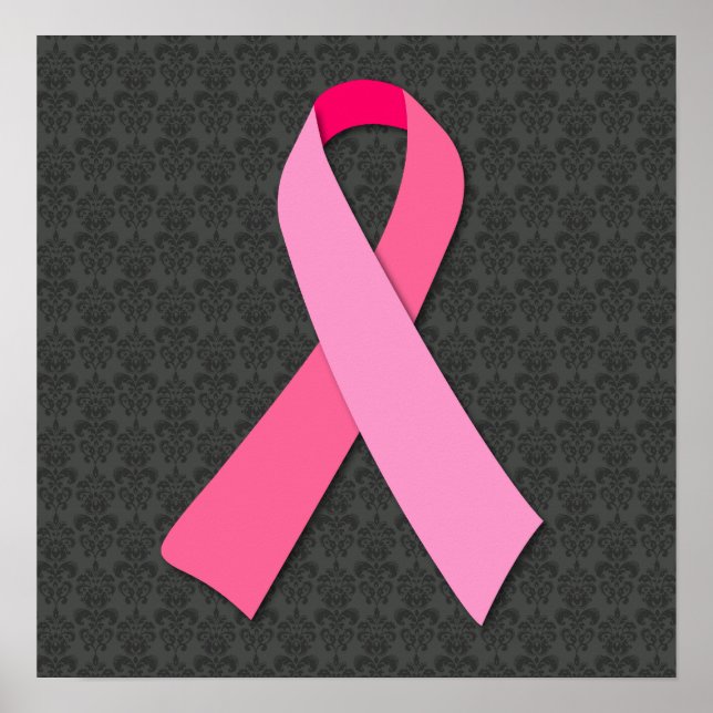 Rosa Ribbon on Medium Damask Poster (Framsidan)