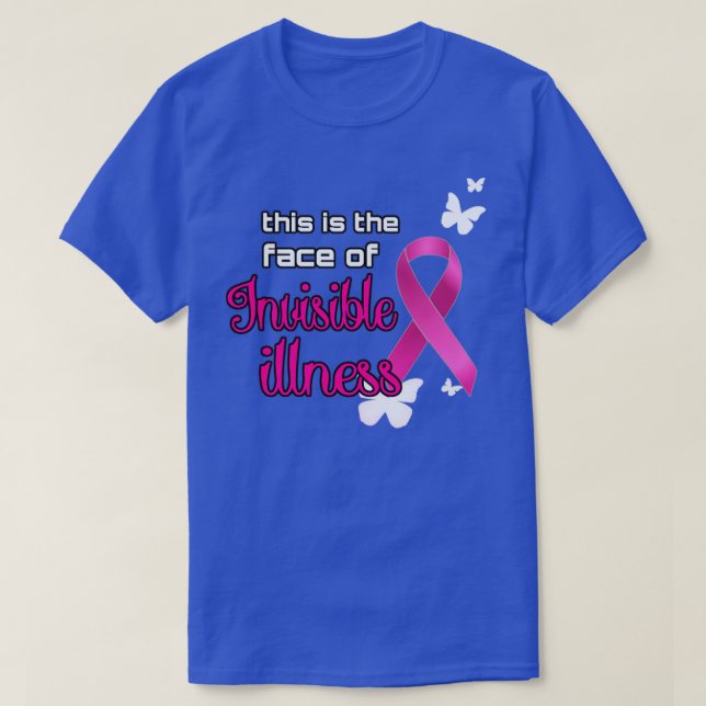 Rosa Ribbon Ovisible Sjukdom Awareness T Shirt (Design framsida)