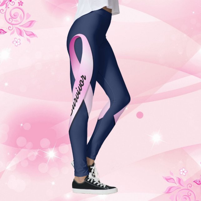 Rosa Ribbon Personalize 2 Bröstcancer överlevande Leggings (Skapare uppladdad)