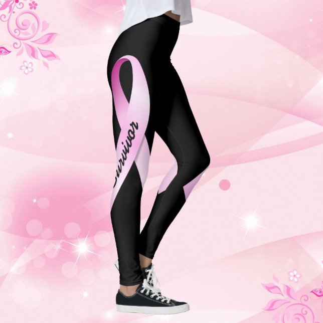 Rosa Ribbon Personalize Bröstcancer överlevande Leggings (Skapare uppladdad)