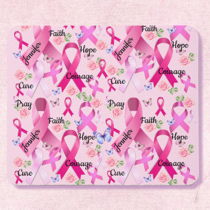 Rosa Ribbon Personalize Ord & Namn Breast Cancer Musmatta