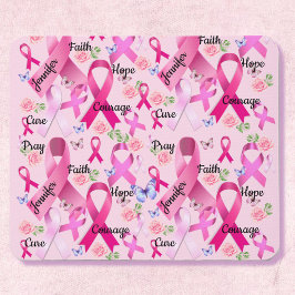 Rosa Ribbon Personalize Ord & Namn Breast Cancer Musmatta