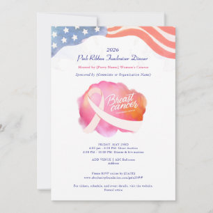 Rosa Ribbon Policy Cancer Awareness Fundraiser Inbjudningar
