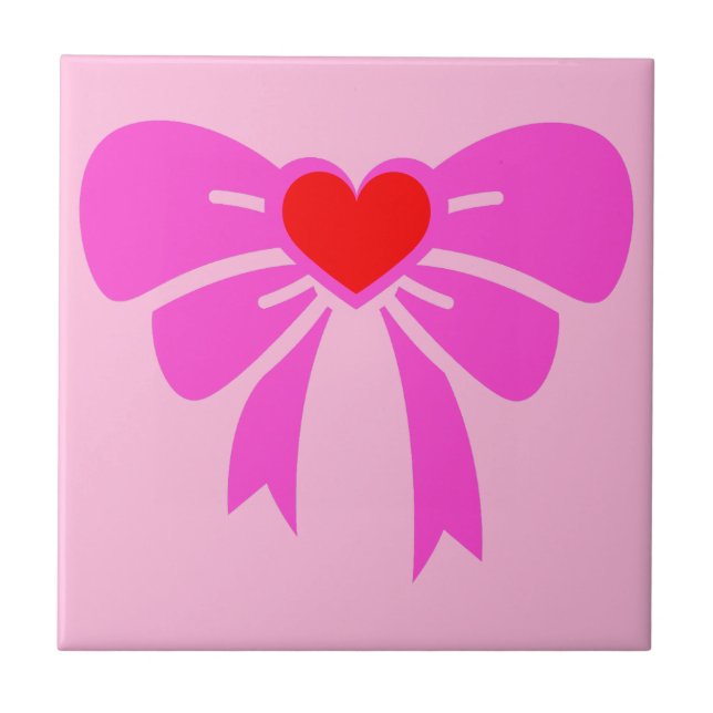 Rosa Ribbon Preppy y2k Trendig Minimalist Coquette Kakelplatta (Framsidan)