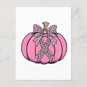 Rosa Ribbon Pumpkin Ansikte Halloween Breast Cance Inbjudan Vykort