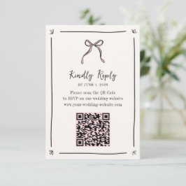 Rosa Ribbon QR Code OSA kort - Whimsical Bröllop