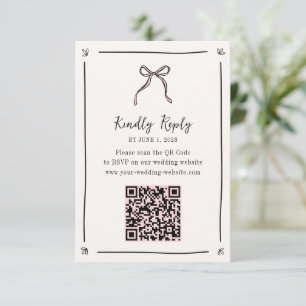 Rosa Ribbon QR Code OSA kort - Whimsical Bröllop