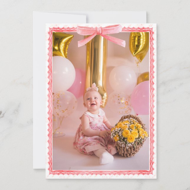 Rosa Ribbon, ram Photo Valentines day Card Inbjudningar (Framsida)
