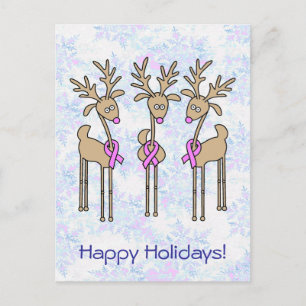 Rosa Ribbon Reindeer - Bröstcancer Helg Vykort