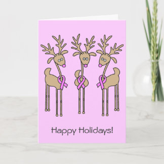Rosa Ribbon Reindeer - Bröstcancer Helgkort