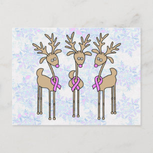 Rosa Ribbon Reindeer - Bröstcancer Vykort