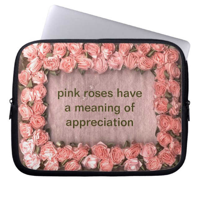 Rosa Ribbon Ro Satin Photo Ram Electronics Ba Laptop Sleeve (Framsidan)