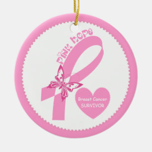 Rosa Ribbon Rosa Hope Breast Cancer-medvetenhet Julgransprydnad Keramik