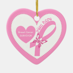 Rosa Ribbon Rosa Hope Breast Cancer-medvetenhet Julgransprydnad Keramik