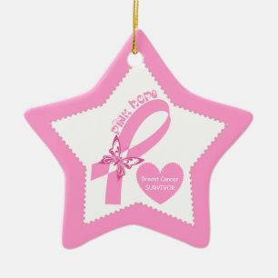 Rosa Ribbon Rosa Hope Breast Cancer-medvetenhet Julgransprydnad Keramik