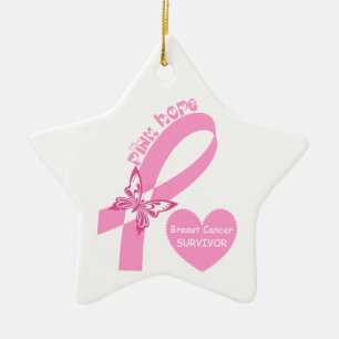 Rosa Ribbon Rosa Hope Breast Cancer-medvetenhet Julgransprydnad Keramik
