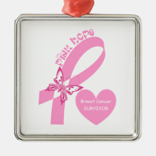 Rosa Ribbon Rosa Hope Breast Cancer-medvetenhet Julgransprydnad Metall