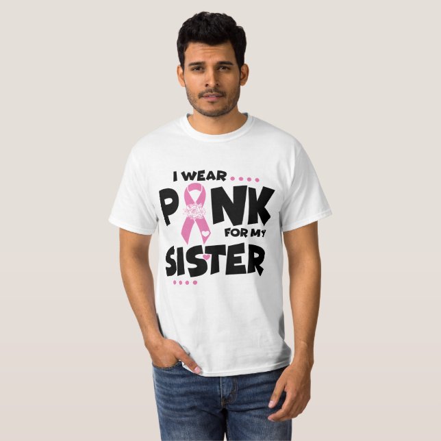 Rosa Ribbon Sister Breast Cancer T Shirt (Hel framsida)