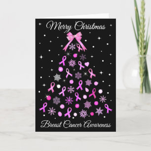 Rosa Ribbon Snowflake Julgran Helgkort
