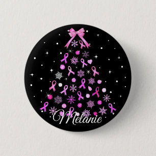 Rosa Ribbon Snowflake Julgran Knapp