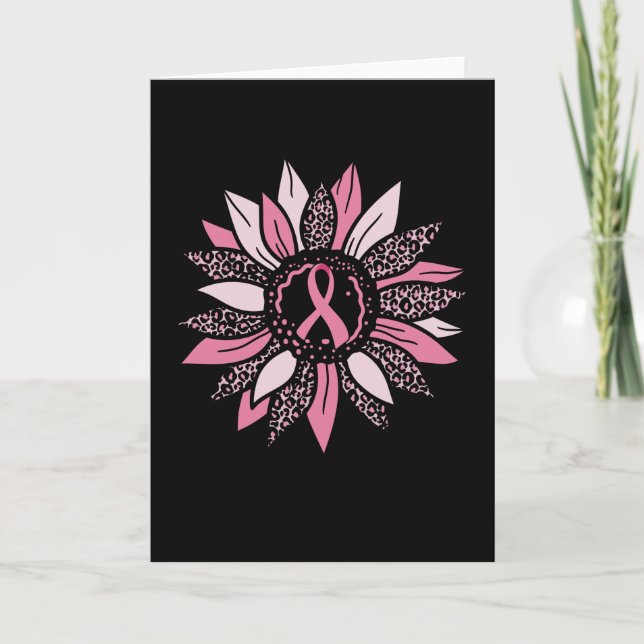 Rosa Ribbon Solros Breast Cancer Awareness Gift Kort (Framsida)