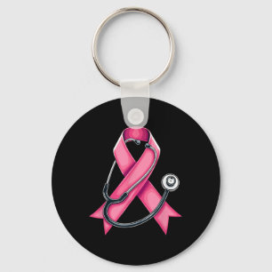 Rosa Ribbon Stethoscope Cute Bröstcancer A Nyckelring
