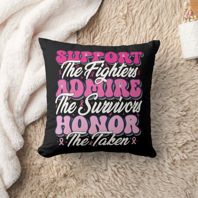 Rosa Ribbon Support Admire Honor Breast Awareness Kudde (Filt)