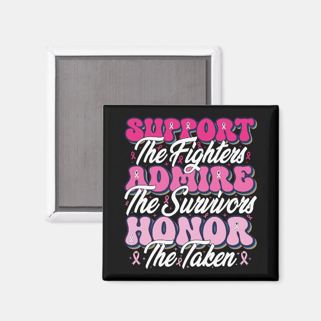 Rosa Ribbon Support Admire Honor Breast Awareness Magnet (Front/Back)