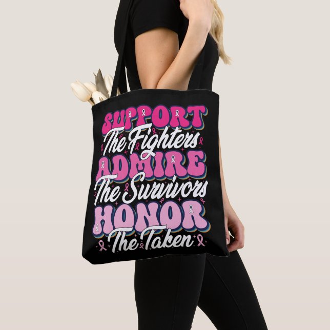 Rosa Ribbon Support Admire Honor Breast Awareness Tygkasse (Närbild)
