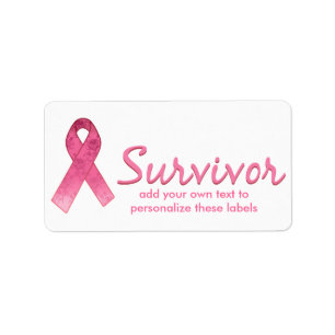 Rosa Ribbon Survivor Adressetikett