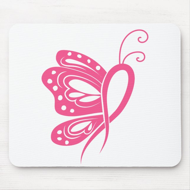 Rosa Ribbon Survivor Breast Cancer Butterfly Musmatta (Framsidan)