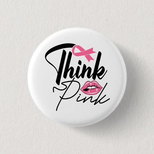 Rosa Ribbon Survivor Breast Cancer Fighter Button Knapp (Framsida)