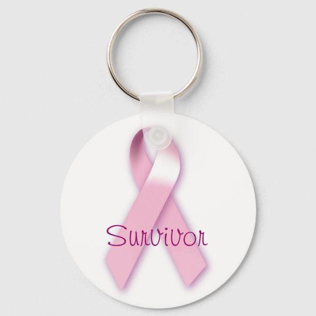 Rosa Ribbon Survivor Keychain Nyckelring (Framsida)