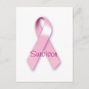 Rosa Ribbon Survivor Postcard Vykort