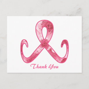 Rosa Ribbon Tack Vykort
