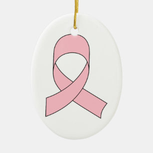 Rosa Ribbon Teckning Julgransprydnad Keramik