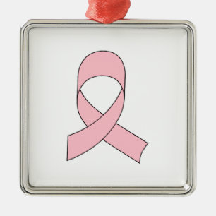 Rosa Ribbon Teckning Julgransprydnad Metall