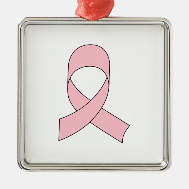 Rosa Ribbon Teckning Julgransprydnad Metall (Framsidan)