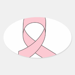 Rosa Ribbon Teckning Ovalt Klistermärke