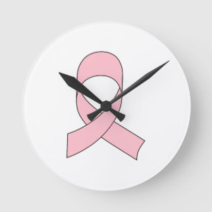 Rosa Ribbon Teckning Rund Klocka