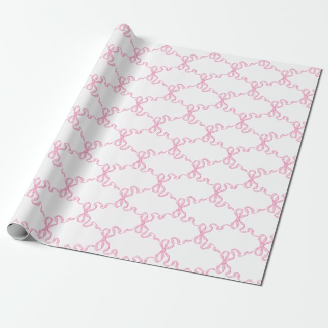 Rosa Ribbon Trellis Presentpapper (Utrullad)