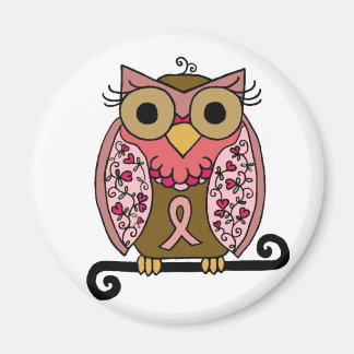Rosa Ribbon Uggla Magnet